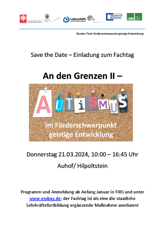 Plakat Save the Date Fachtag Autismus am 21.03.2024
